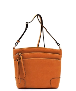 All-In-One Tassel Detailed Crossbody Bag/ Messenger Bag with Double-zipped front compartment WU059 TAN